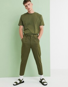 Суженные книзу укороченные брюки оливково-зеленого цвета ASOS DESIGN-Зеленый