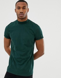 Зеленая футболка с отворотами на рукавах ASOS DESIGN-Зеленый