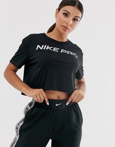 Черная укороченная футболка Nike Pro Тraining-Черный