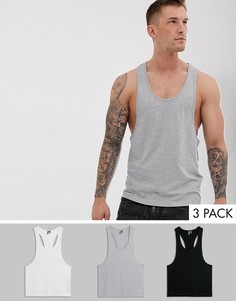 3 майки со спиной-борцовкой ASOS DESIGN - СКИДКА-Мульти