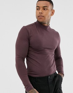 Темно-фиолетовая обтягивающая водолазка из органического хлопка ASOS DESIGN-Красный