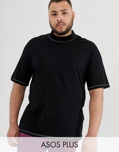 Черная футболка с высоким воротом и контрастной строчкой ASOS DESIGN Plus-Черный