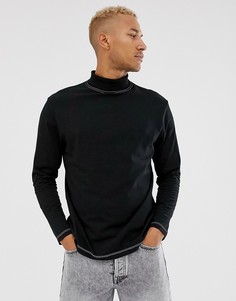 Черная водолазка с контрастной строчкой ASOS DESIGN-Черный
