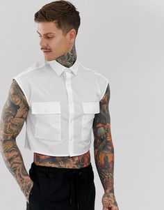 Белая oversize-рубашка без рукавов с двумя карманами ASOS DESIGN-Белый