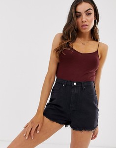 Коричневый боди на тонких бретельках ASOS DESIGN
