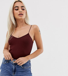 Коричневый боди на тонких бретельках ASOS DESIGN Petite