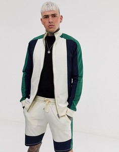 Бело-синяя олимпийка в стиле колор блок из комплекта ASOS DESIGN-Белый