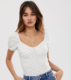 Топ в горошек с пышными рукавами Only-Коричневый