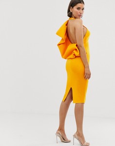 Платье миди с пышной оборкой на спине ASOS DESIGN-Желтый