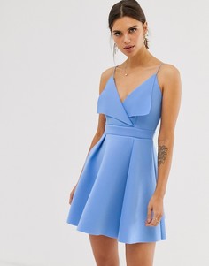 Короткое приталенное платье со складками ASOS-Синий
