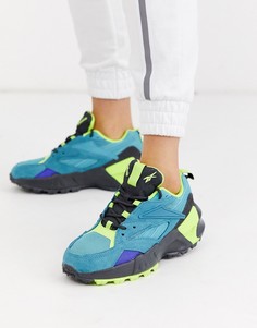 Кроссовки сине-зеленого и желтого цвета Reebok Aztrek Double-Синий