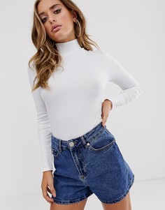 Белый боди-водолазка в рубчик ASOS DESIGN