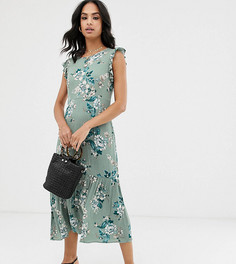 Ярусное платье макси с цветочным принтом Vila-Синий