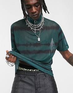 Свободная футболка от комплекта с высоким воротом на молнии ASOS DESIGN-Зеленый