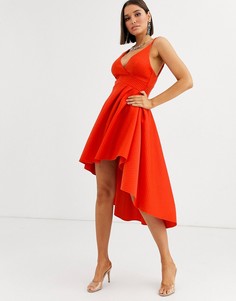 Платье миди на одно плечо в полоску для выпускного ASOS DESIGN-Мульти