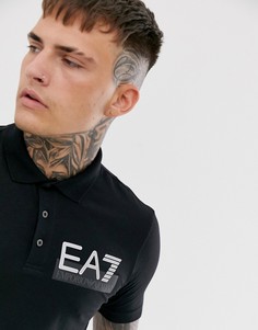 Черное поло узкого кроя с логотипом Armani EA7-Черный
