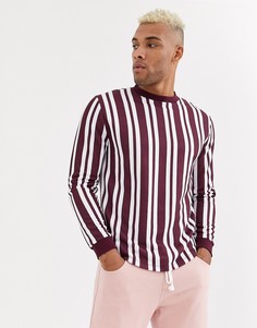 Свитшот в бордовую и белую полоску с закругленным низом ASOS DESIGN-Красный