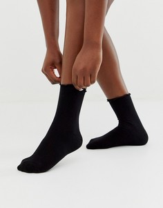 Однотонные черные носки с оборкой ASOS DESIGN-Черный