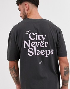 Черная oversize-футболка с принтом Jack & Jones Originals-Черный