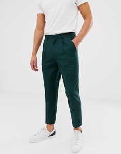 Зеленые суженные книзу укороченные брюки ASOS DESIGN-Зеленый