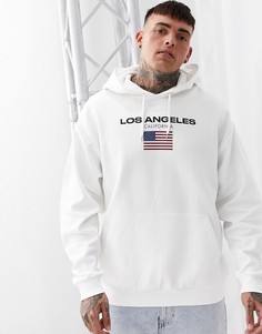 Oversize-худи белого цвета с принтом ASOS DESIGN-Белый