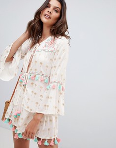 Кремовые пляжные шорты с кисточками River Island-Кремовый