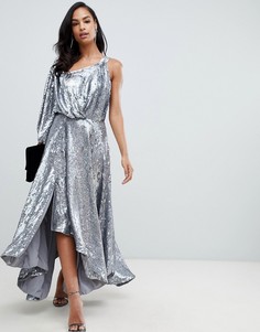 Платье миди на одно плечо с голографическими пайетками ASOS EDITION-Серебряный