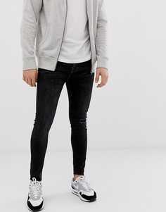 Черные супероблегающие джинсы с рваными коленями Bershka Join Life-Черный