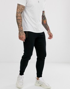 Черные суженные книзу джоггеры с серебристыми молниями ASOS DESIGN-Черный