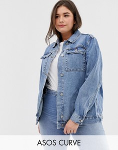 Синяя выбеленная джинсовая куртка ASOS DESIGN Curve-Синий