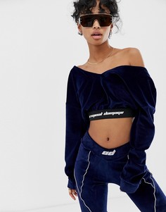 Комбинируемый велюровый свитшот с открытыми плечами Criminal Damage-Синий