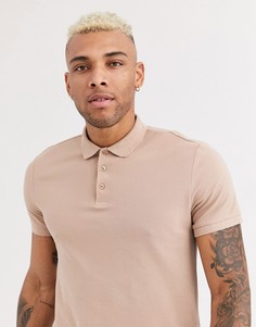 Бежевое поло из органического хлопка ASOS DESIGN-Бежевый