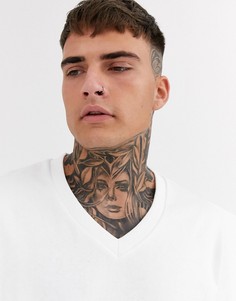 Белый свитшот с V-образным вырезом ASOS DESIGN
