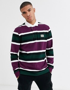 Поло в полоску с винтажным логотипом Lacoste-Фиолетовый