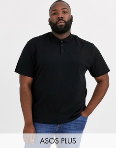 Черное трикотажное поло свободного кроя ASOS DESIGN Plus-Черный