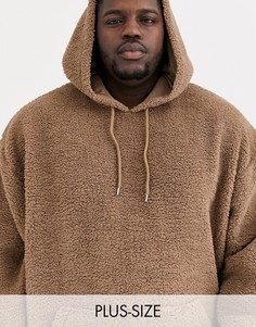 Oversize-худи коричневого цвета из искусственного меха ASOS DESIGN Plus-Коричневый