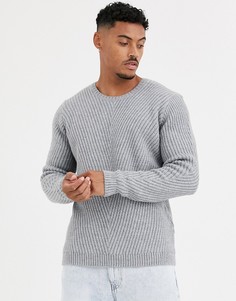 Серый джемпер в рубчик ASOS DESIGN