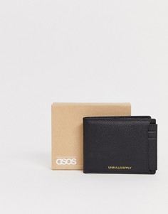 Черный кожаный бумажник 2 в 1 с визитницей ASOS DESIGN