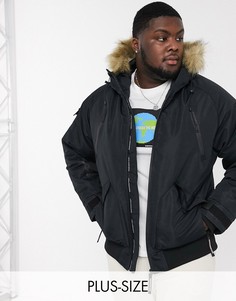 Черный бомбер с искусственным мехом на капюшоне Good For Nothing