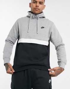 Худи серого цвета с воротом на молнии Nike Club-Серый
