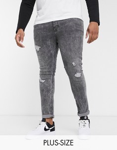 Светло-серые джинсы скинни Burton Menswear Big & Tall-Серый