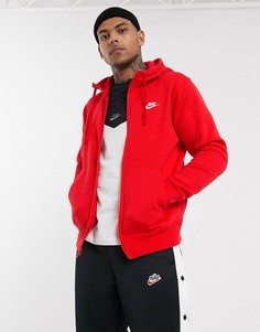 Худи красного цвета на молнии Nike Club-Красный