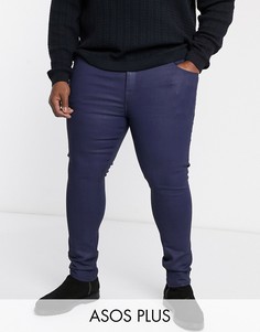 Синие супероблегающие строгие джинсы с покрытием ASOS DESIGN Plus-Синий