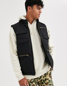 Черный дутый жилет с карманами в стиле милитари ASOS DESIGN