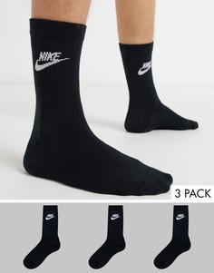 Набор из 3 пар черных носков Nike-Черный