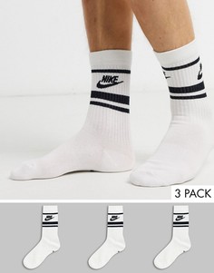 Набор из 3 пар белых носков с черным логотипом Nike-Белый