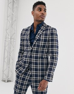 Пиджак скинни в клетку Devils Advocate-Синий