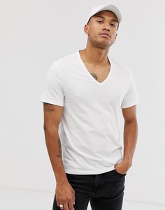 Белая футболка из органического хлопка с V-образным вырезом ASOS DESIGN-Белый