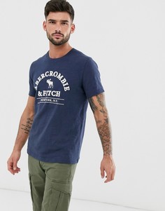Темно-синяя футболка с логотипом Abercrombie & Fitch-Темно-синий