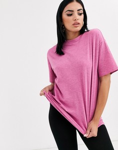 Меланжевая розовая окрашенная oversize-футболка ASOS DESIGN-Розовый